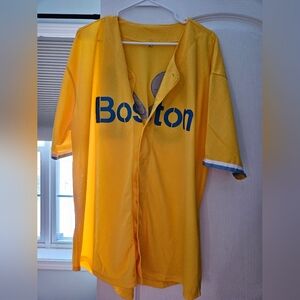 Mens 2xl Yellow Boston Button-Up Jersey Number 34